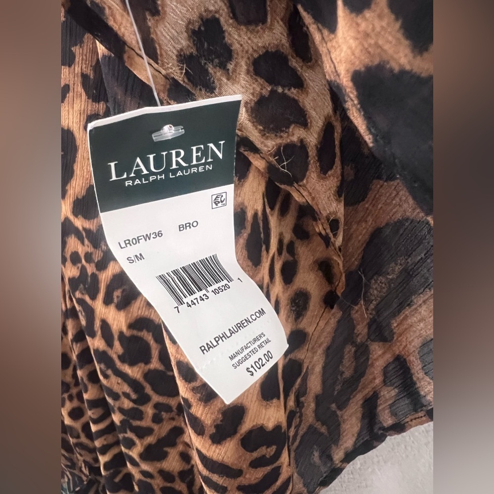 Ralph Lauren Swimsuit Cover-Up Tunic Leopard Print Size S/M NWT - Picture 4 of 6